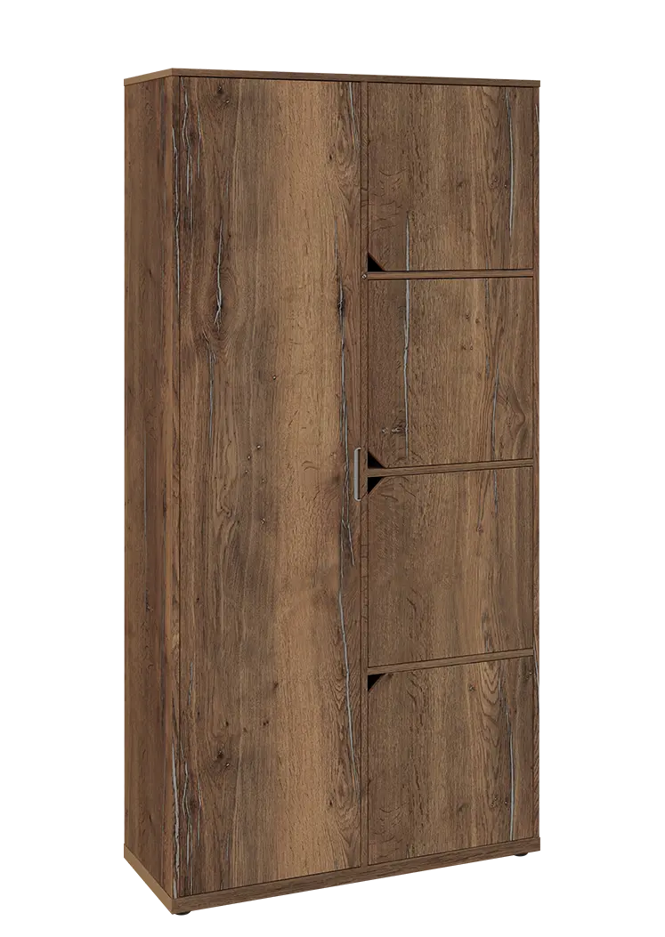 KSR6-82 L skříň šatní, 1x výsuvné ramínko, 4x dvířka, 2053x1022x400 mm, provedení levé, dub halifax cínový